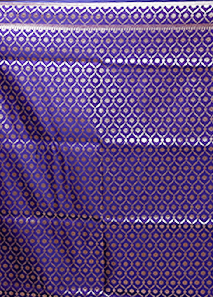 Blue Banarasi Silk Saree With Blouse Piece