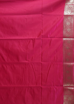 Pink Banarasi Silk Saree With Blouse Piece