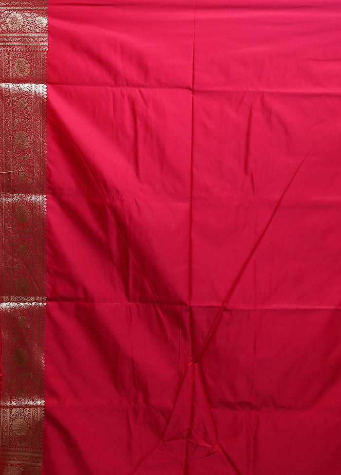 Pink Banarasi Silk Saree With Blouse Piece