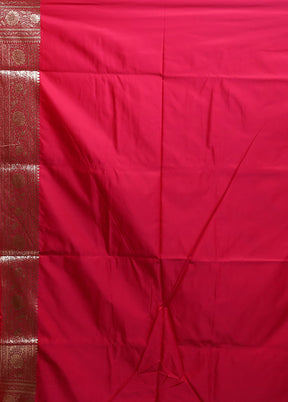 Pink Banarasi Silk Saree With Blouse Piece