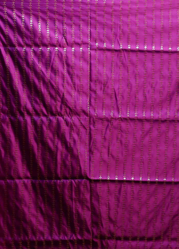 Purple Banarasi Silk Saree With Blouse Piece