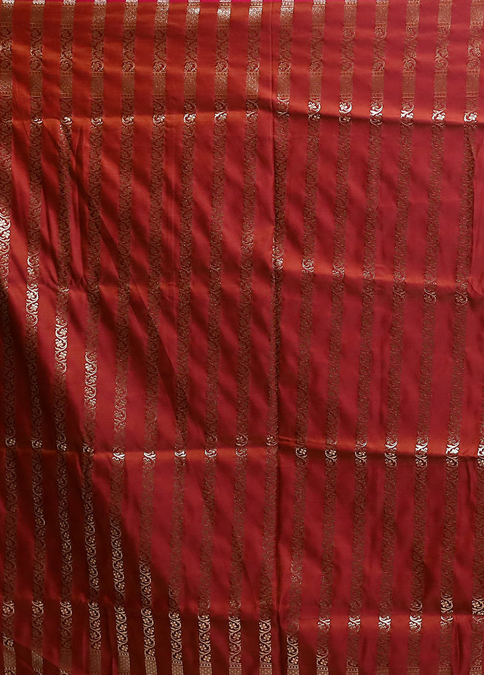 Maroon Banarasi Silk Saree With Blouse Piece