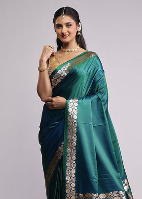 Green Banarasi Silk Saree With Blouse Piece