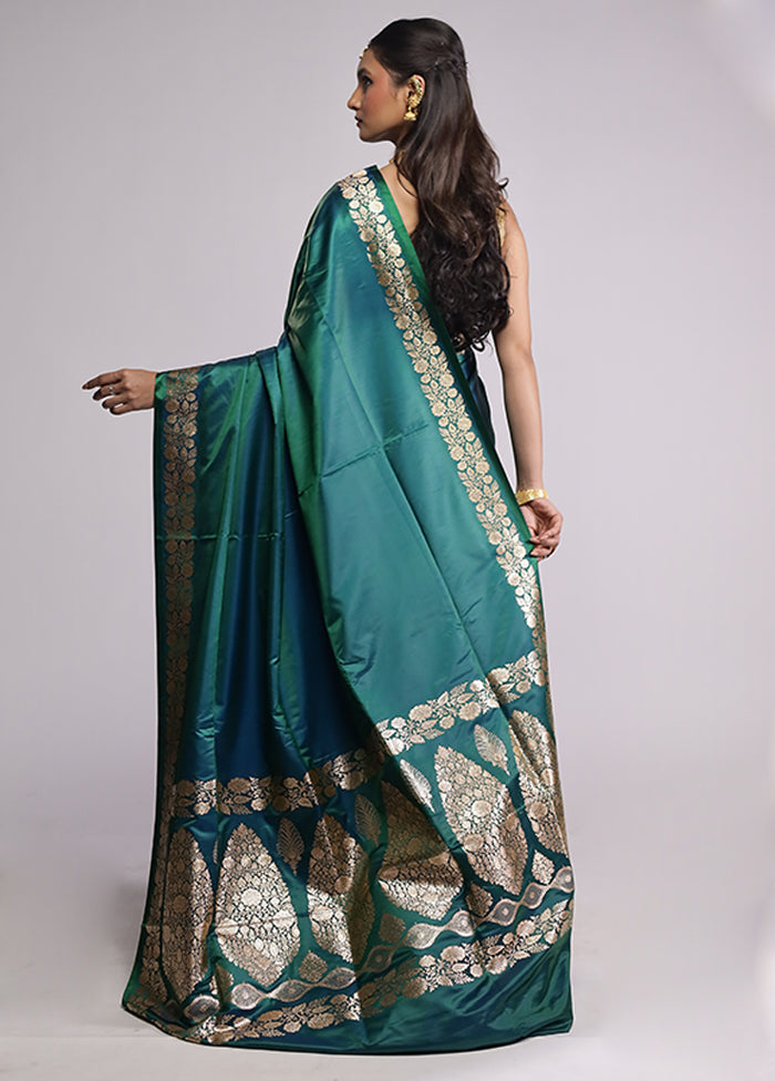 Green Banarasi Silk Saree With Blouse Piece
