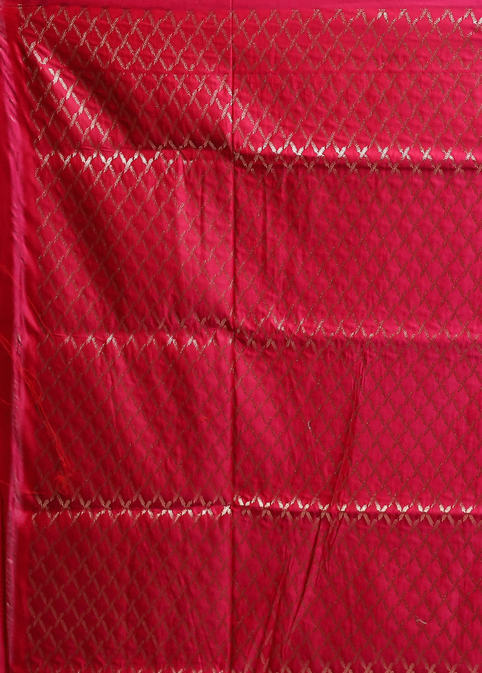 Pink Banarasi Silk Saree With Blouse Piece
