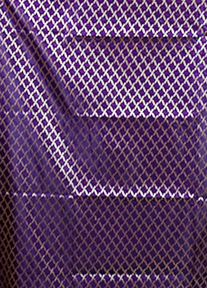 Purple Banarasi Silk Saree With Blouse Piece