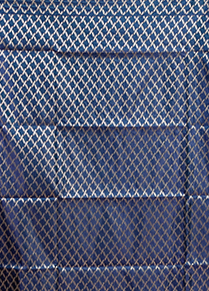 Blue Banarasi Silk Saree With Blouse Piece