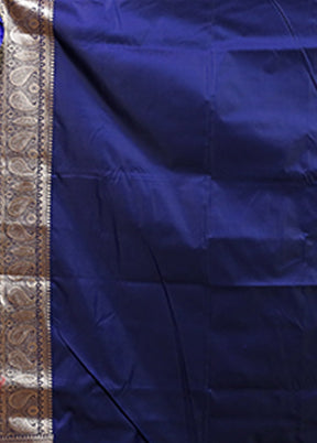 Blue Banarasi Silk Saree With Blouse Piece