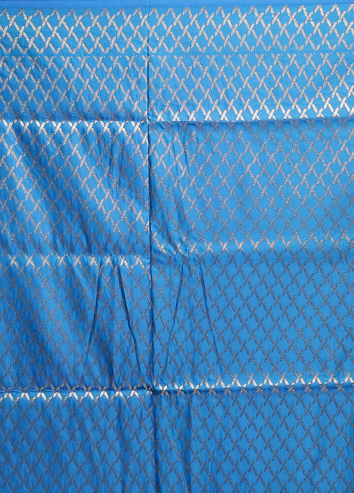 Blue Banarasi Silk Saree With Blouse Piece