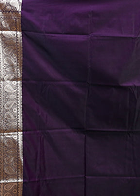 Purple Banarasi Silk Saree With Blouse Piece