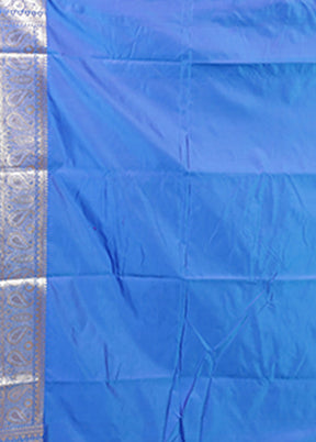 Blue Banarasi Silk Saree With Blouse Piece