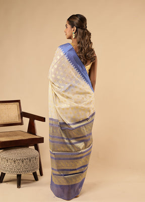 Cream Cotton Saree With Blouse Piece