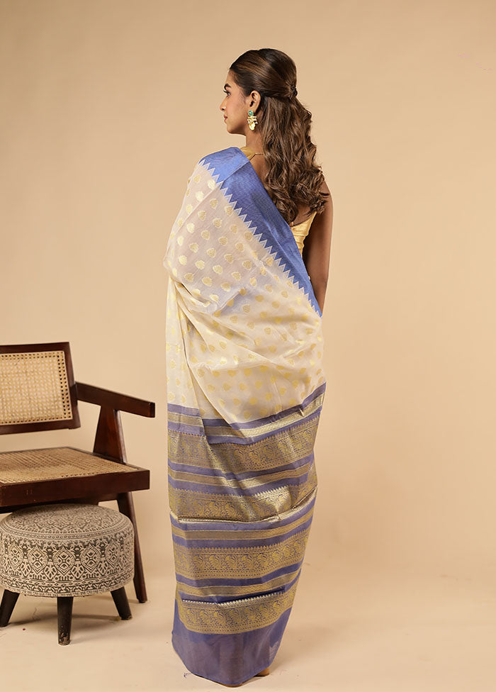 Cream Cotton Saree With Blouse Piece