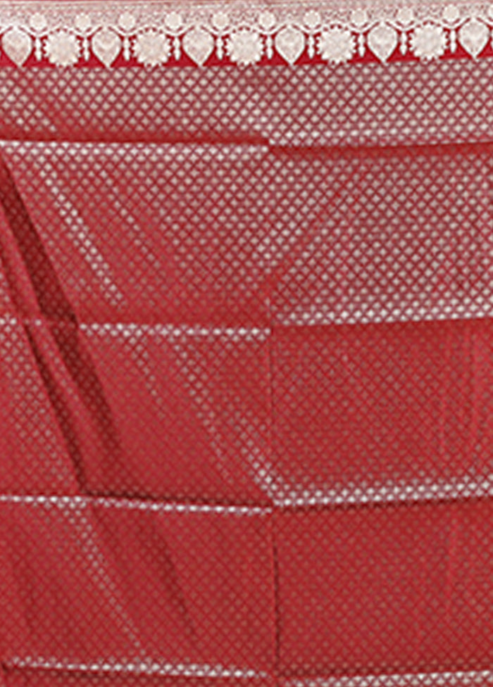 Maroon Banarasi Silk Saree With Blouse Piece