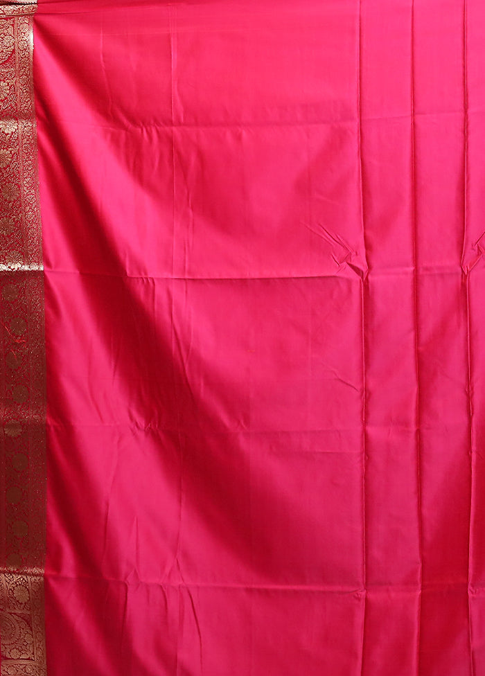 Pink Banarasi Silk Saree With Blouse Piece
