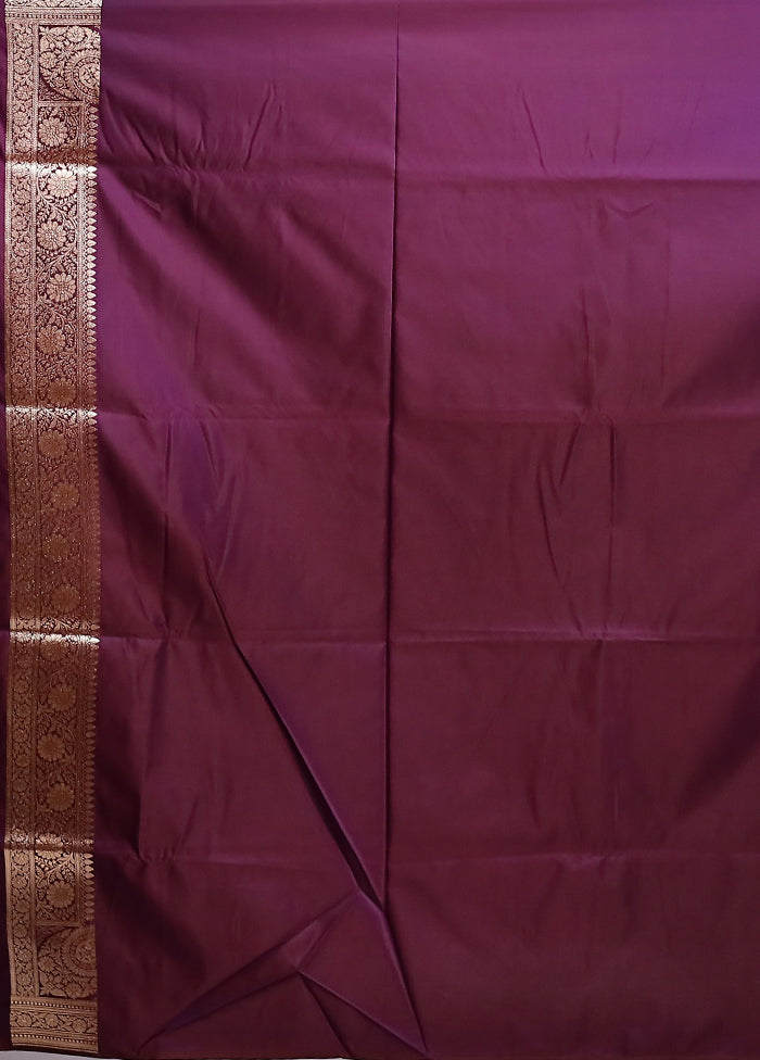Purple Banarasi Silk Saree With Blouse Piece