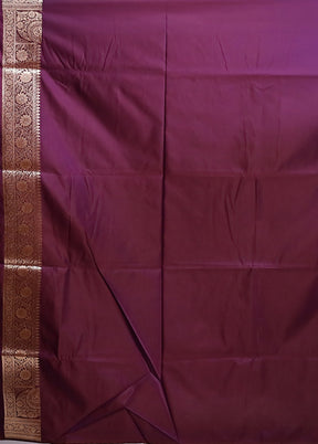 Purple Banarasi Silk Saree With Blouse Piece