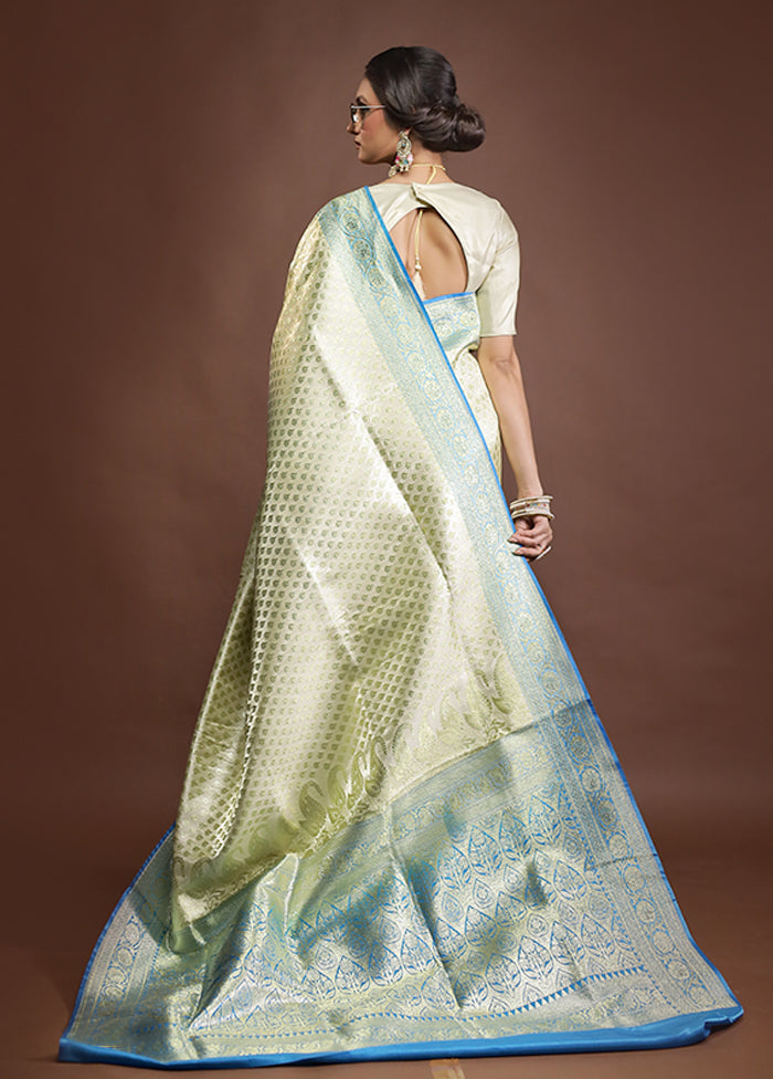 Cream Banarasi Silk Saree With Blouse Piece