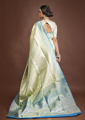 Cream Banarasi Silk Saree With Blouse Piece