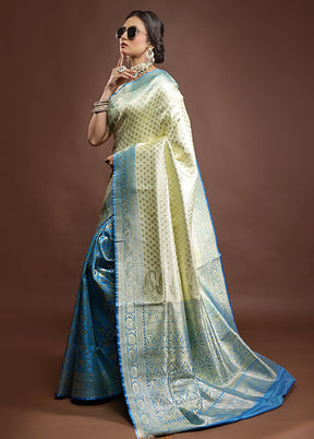 Cream Banarasi Silk Saree With Blouse Piece