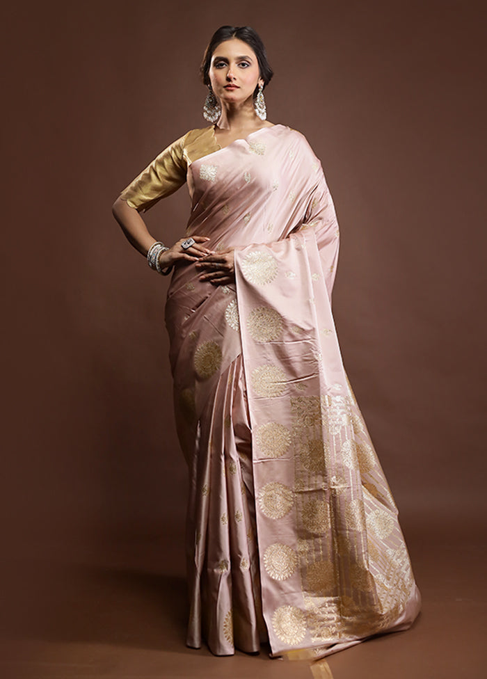 Cream Banarasi Silk Saree With Blouse Piece