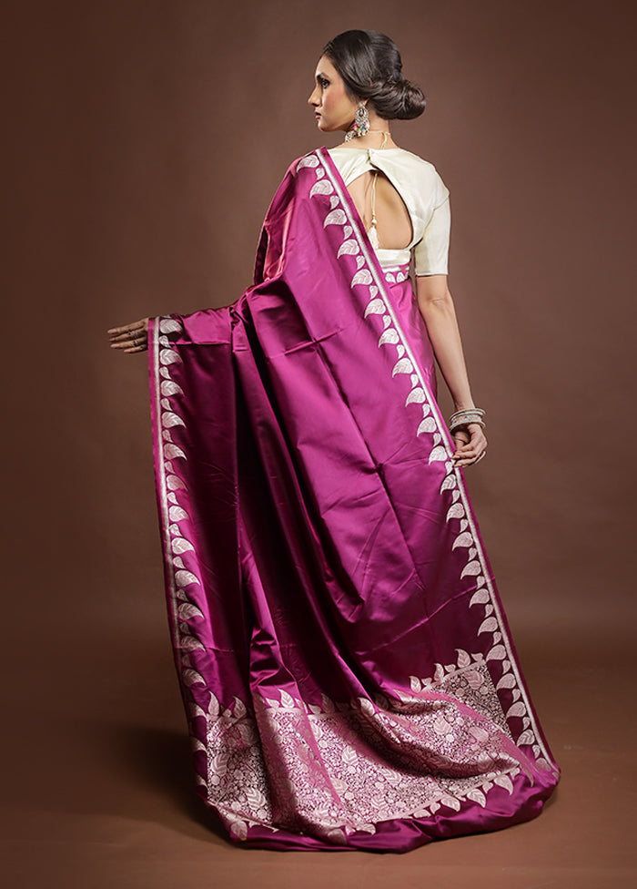 Purple Banarasi Silk Saree With Blouse Piece