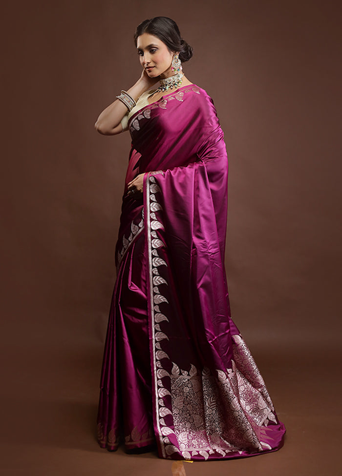 Purple Banarasi Silk Saree With Blouse Piece
