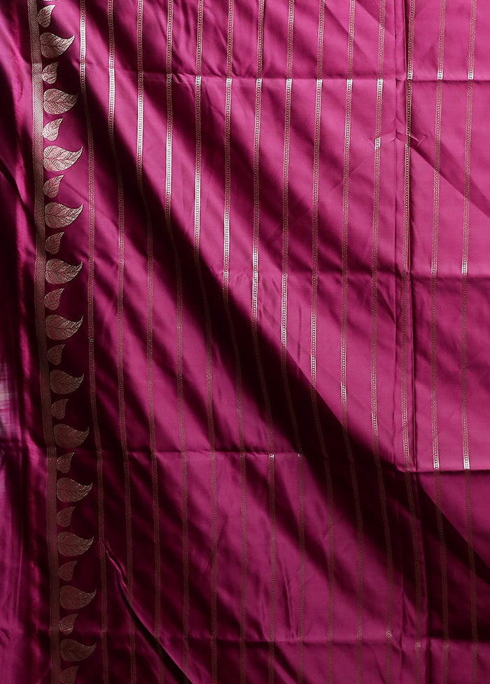 Purple Banarasi Silk Saree With Blouse Piece