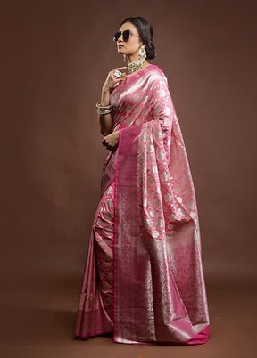 Pink Uppada Silk Saree With Blouse Piece