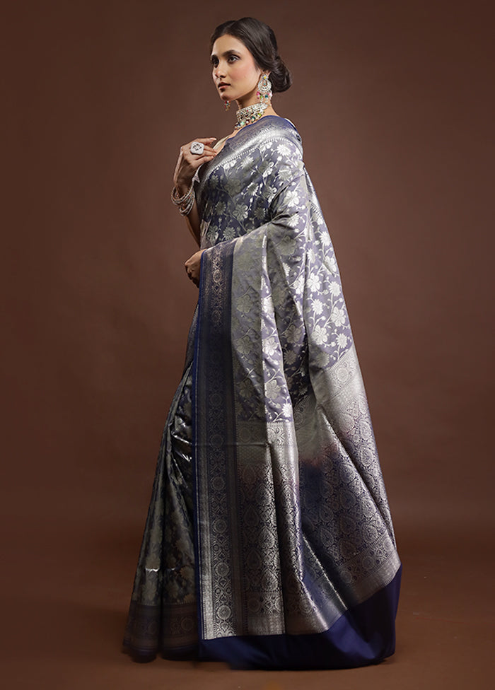 Purple Uppada Silk Saree With Blouse Piece