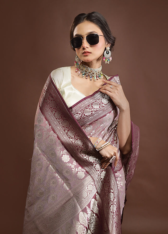 Purple Uppada Silk Saree With Blouse Piece
