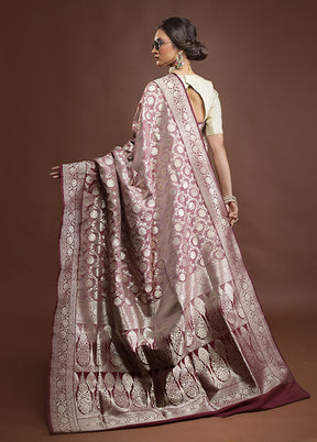 Purple Uppada Silk Saree With Blouse Piece