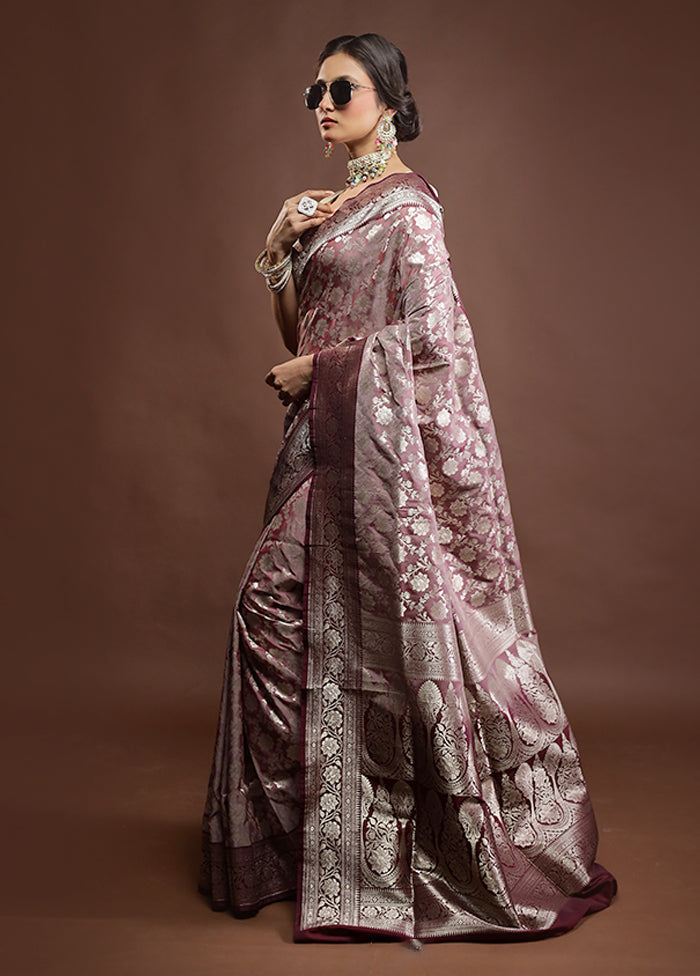Purple Uppada Silk Saree With Blouse Piece