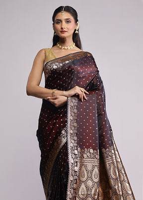 Maroon Banarasi Silk Saree With Blouse Piece