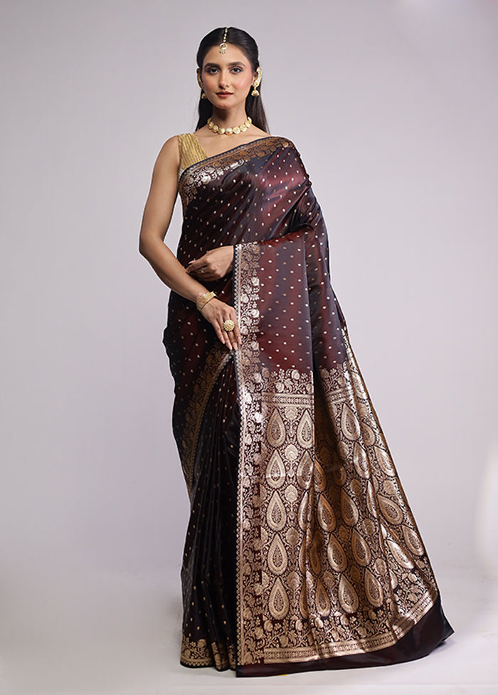 Maroon Banarasi Silk Saree With Blouse Piece