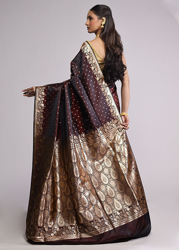 Maroon Banarasi Silk Saree With Blouse Piece