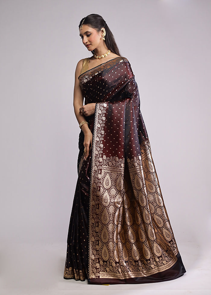 Maroon Banarasi Silk Saree With Blouse Piece