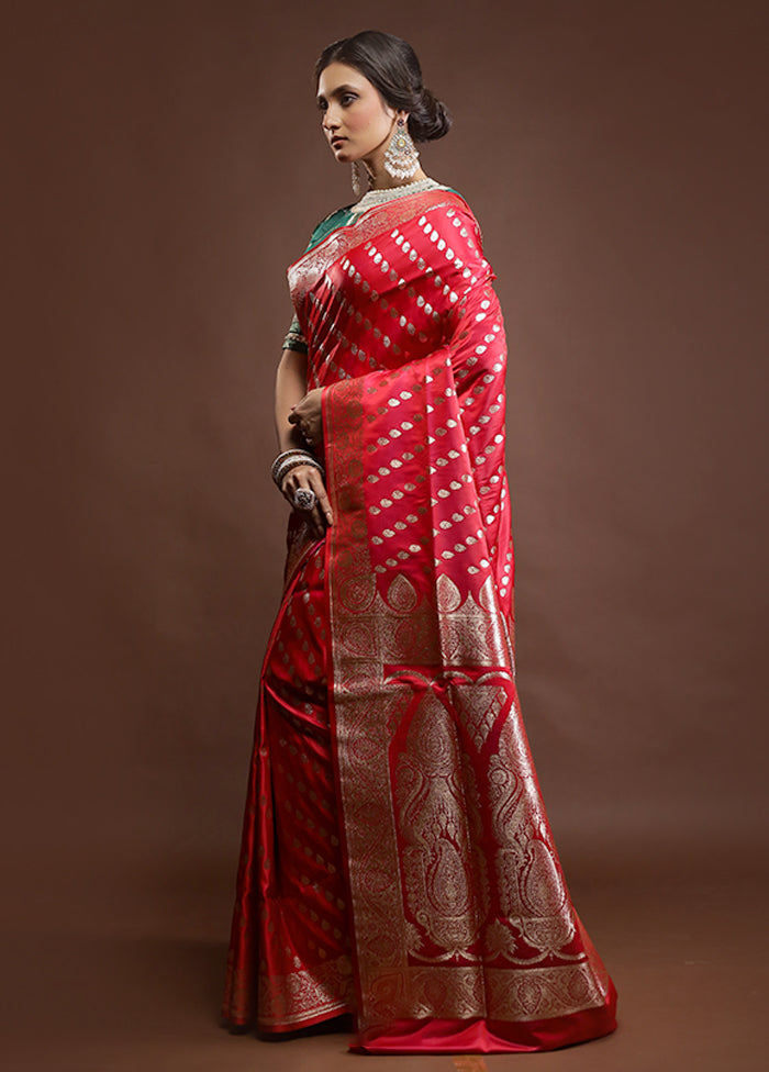 Pink Banarasi Silk Saree With Blouse Piece