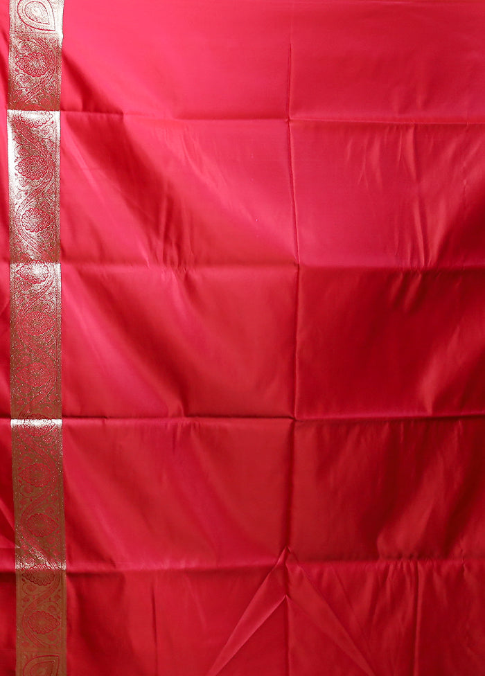 Pink Banarasi Silk Saree With Blouse Piece