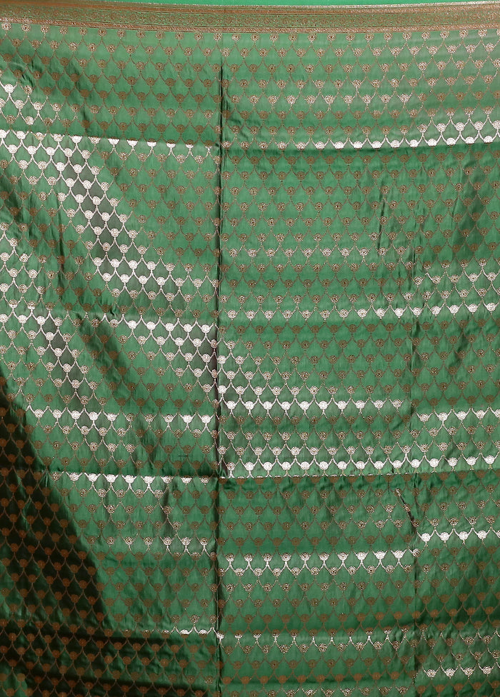 Green Banarasi Silk Saree With Blouse Piece