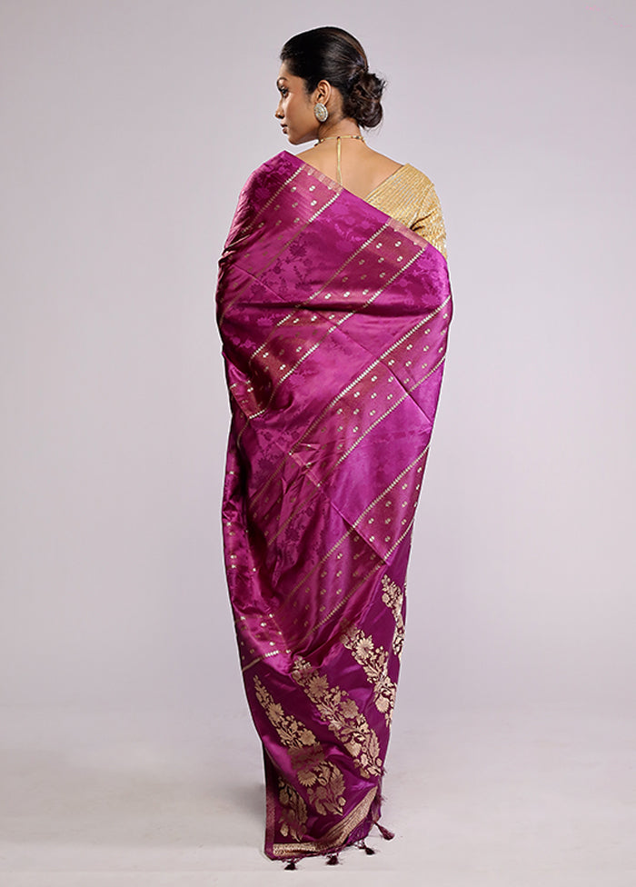 Purple Dupion Silk Saree With Blouse Piece