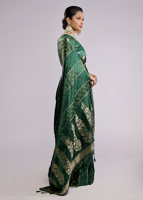 Green Dupion Silk Saree With Blouse Piece