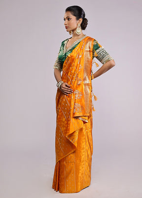 Yellow Dupion Silk Saree With Blouse Piece
