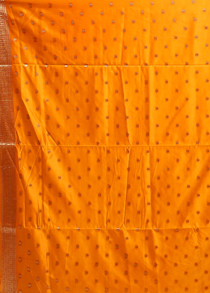 Yellow Dupion Silk Saree With Blouse Piece