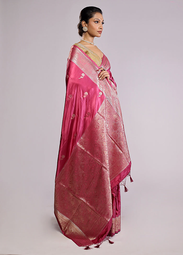 Pink Dupion Silk Saree With Blouse Piece