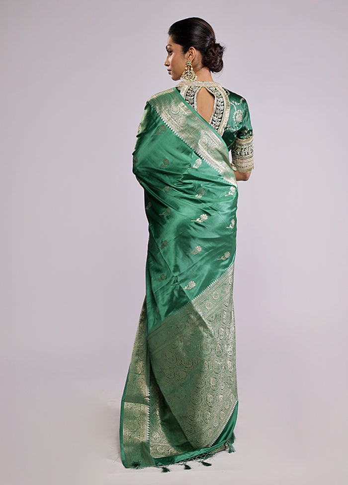 Green Dupion Silk Saree With Blouse Piece