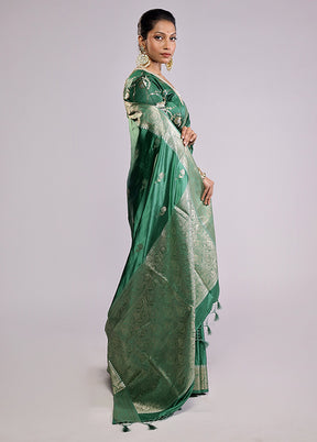 Green Dupion Silk Saree With Blouse Piece