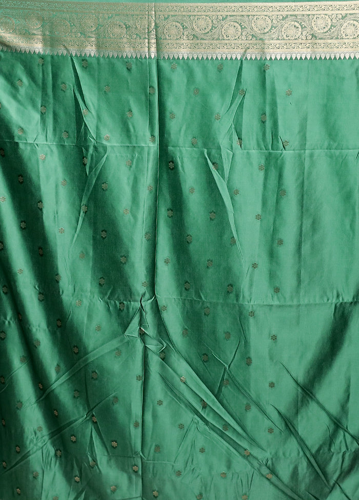 Green Dupion Silk Saree With Blouse Piece