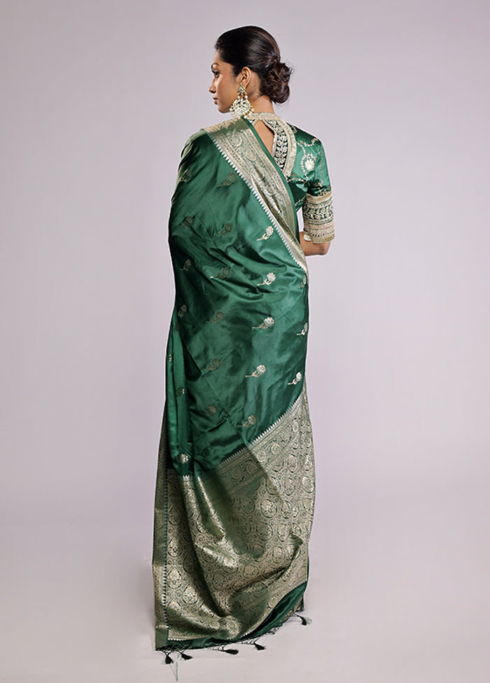 Green Dupion Silk Saree With Blouse Piece