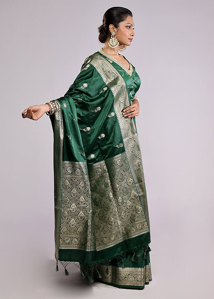 Green Dupion Silk Saree With Blouse Piece